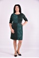 Зеленое трикотажное платье с гипюром | 0593-1