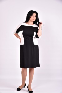 Черно-белое трикотажное платье формирующее таоию | 0595-1 - последний 54р