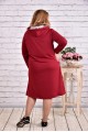 Бордовое платье с капюшоном | 0618-1