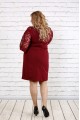 Бордовое платье с руковами из гипюра | 0755-1 (56)