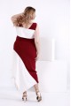 Красивое красно-бело платье из шелка | 0840-3 - последний 56, 74р