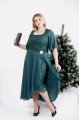 (56) 0973-2 | Зеленое платье с вышивкой и съемной юбкой