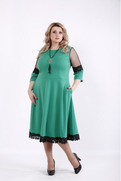 01056-3 | Зеленое пышное платье - последний 56р