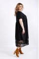 01122-3 | Черное свободное платье из льна с макраме