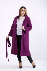 t01268-3 | Фиолетовое пальто с карманами (замена цвета - фуксия)