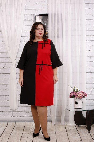 02059-1 | Двухцветное черно-красное платье